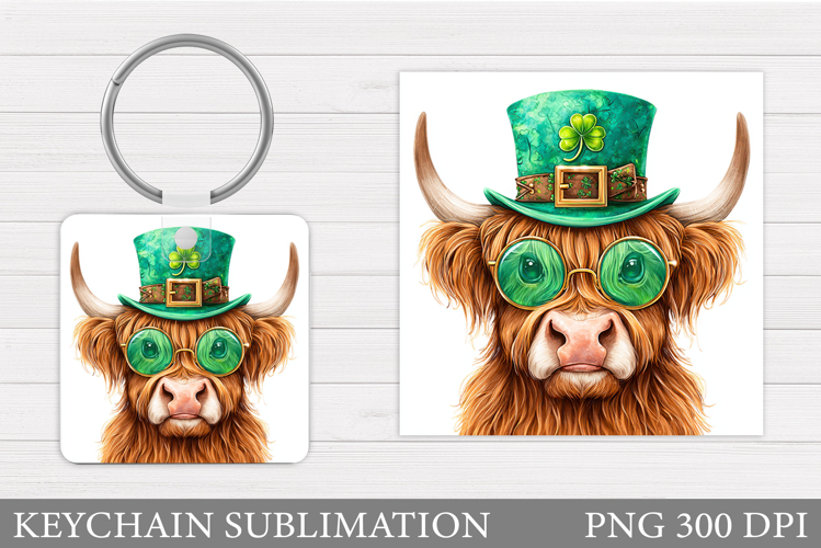 St Patrick Cow Keychain. St Patrick Keychain Sublimation