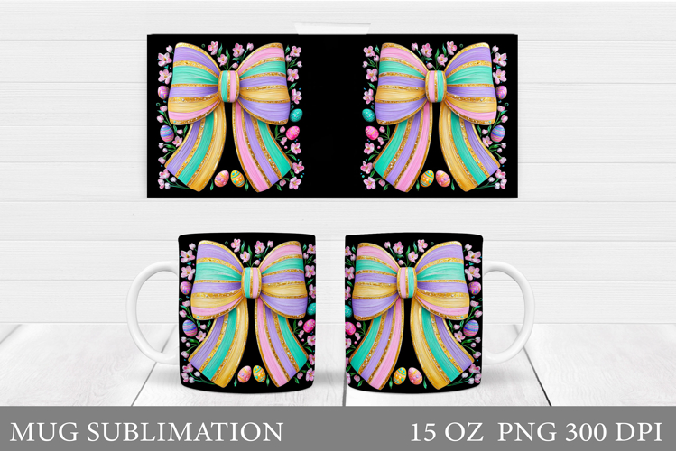 Easter Bow Mug Design. Easter Mug Sublimation