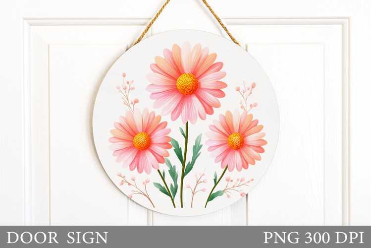 Floral Door Sign Sublimation. Flowers Door Sign Design
