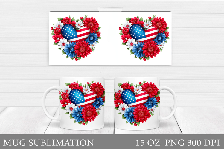 Patriotic Heart Mug Design. Patriotic Mug Sublimation