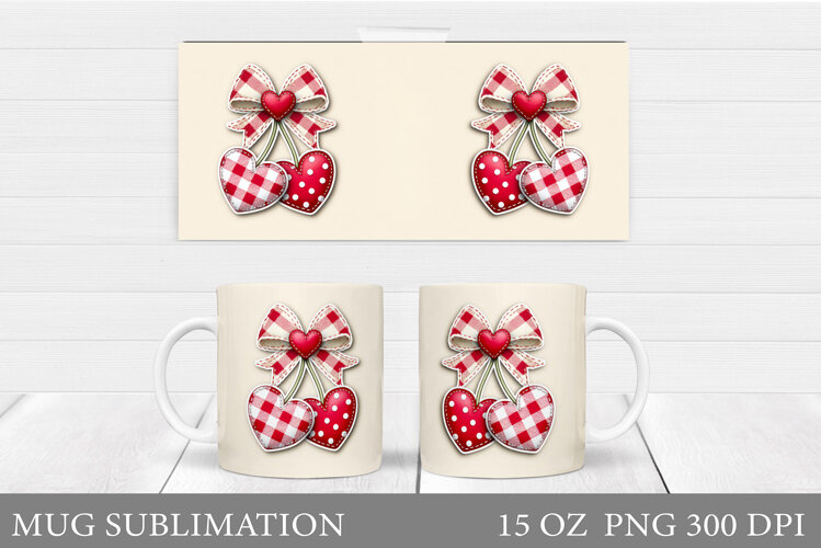 Cherry Mug Sublimation. Berries Mug Wrap Design example image 1