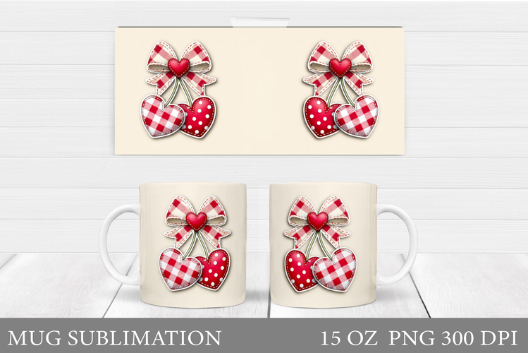 Cherry Mug Sublimation. Berries Mug Wrap Design