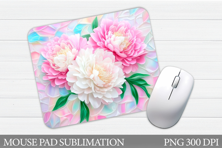 Peonies Mouse Pad Sublimation. Flowers Mouse Pad Design