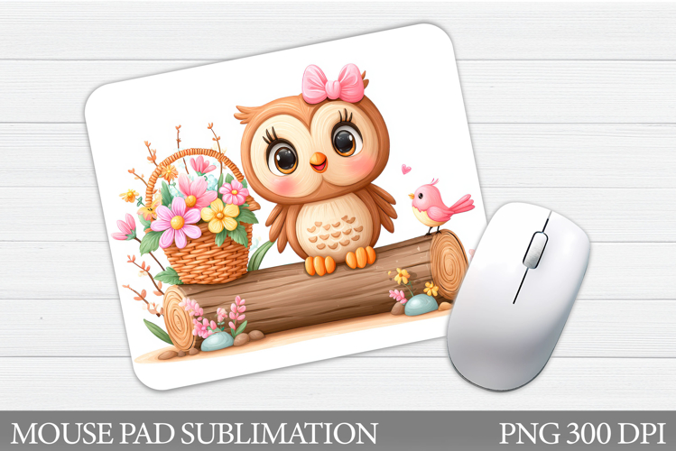Owl Mouse Pad Design. Owl Flowers Mouse Pad Sublimation