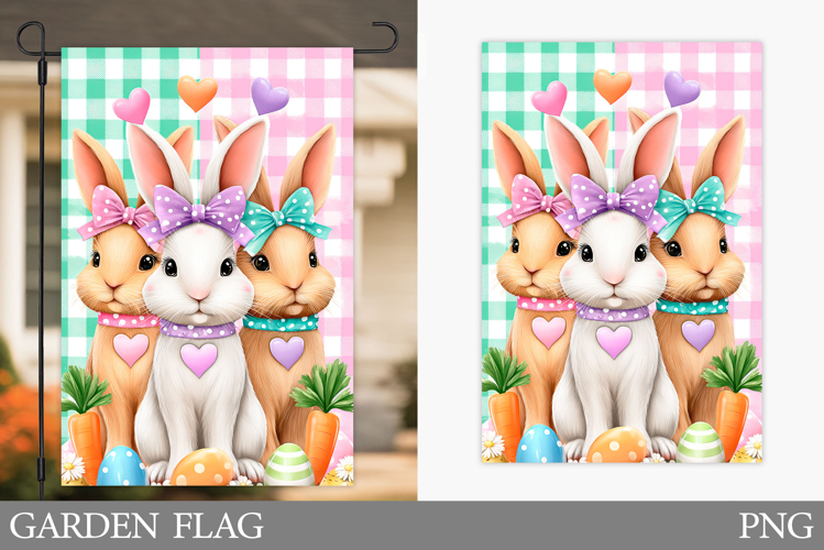 Easter Bunny Garden Flag.Easter Garden Flag Sublimation