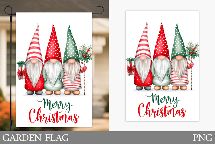 Christmas Gnome Garden Flag. Christmas Garden Flag Design