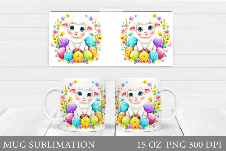 Lamb Easter Mug Sublimation. Easter Lamb Mug Design