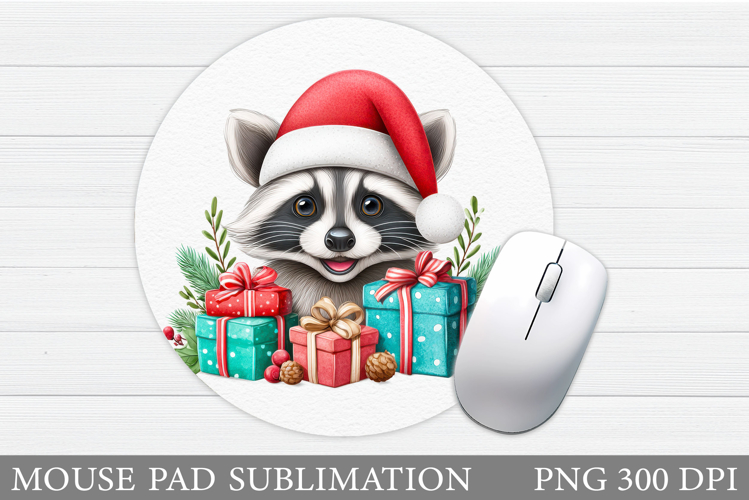 Christmas Raccoon Mouse Pad. Christmas Mouse Pad Design