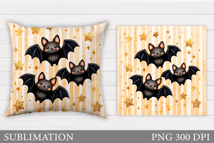 Halloween Bat Pillow Design. Halloween Sublimation example image 1