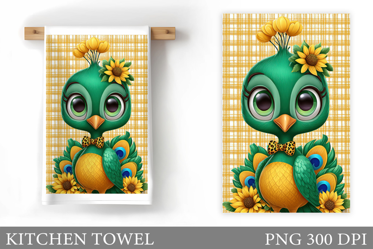 Cute Peacock Kitchen Towel. Peacock Sublimation