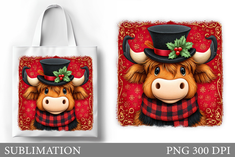 Highland Cow Tote Bag. Christmas Tote Bag Sublimation
