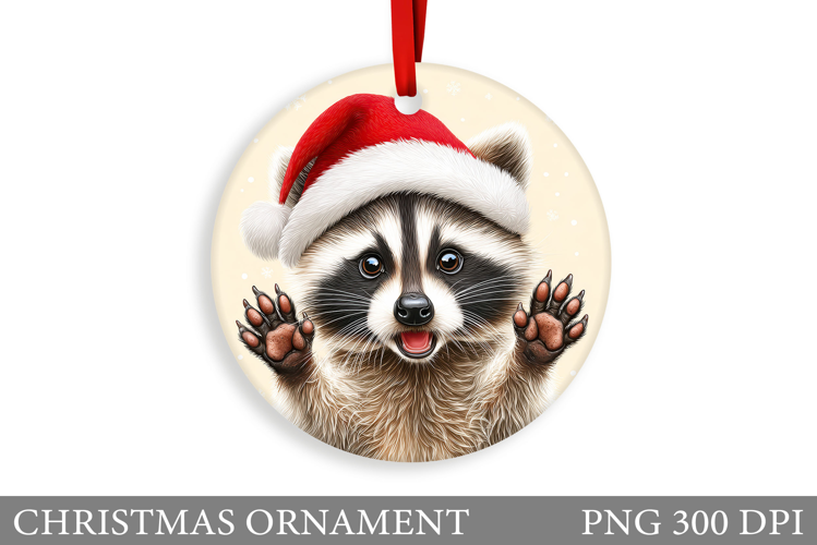 Cute Raccoon Christmas Ornament. Cute Raccoon Sublimation