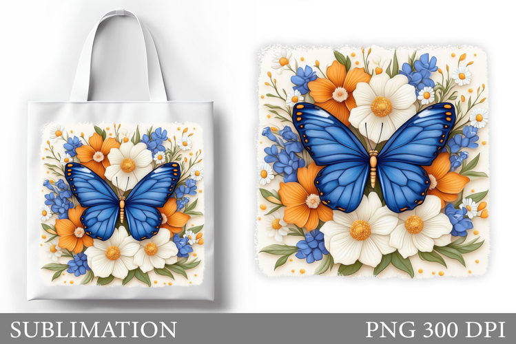 Butterfly Tote Bag Design. Flowers Tote Bag Sublimation
