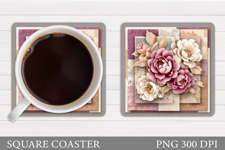 Floral Coaster Design. Flowers Coaster Sublimation example image 1