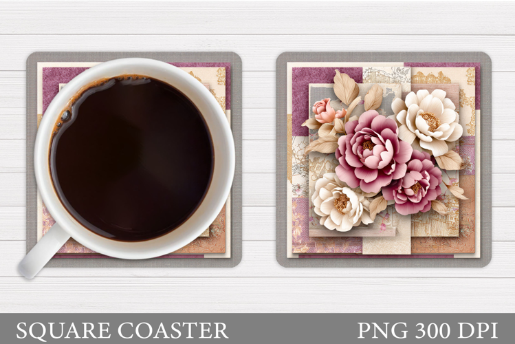 Floral Coaster Design. Flowers Coaster Sublimation