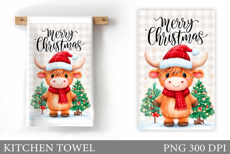 Christmas Cow Kitchen Towel. Christmas Kitchen Towel Design