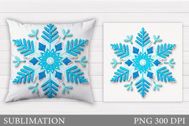 Snowflake Pillow Sublimation. Christmas Pillow Design example image 1