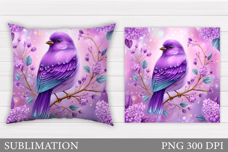 Bird Flowers Pillow Design. Bird Pillow Sublimation