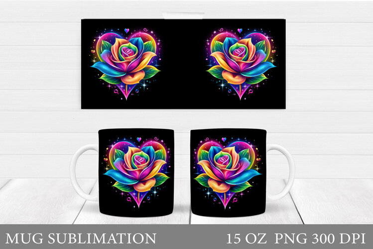 Rose Mug Sublimation. Rose Mug Wrap Design example image 1