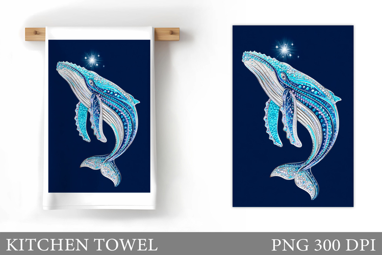 Whale Kitchen Towel Design. Whale Sublimation