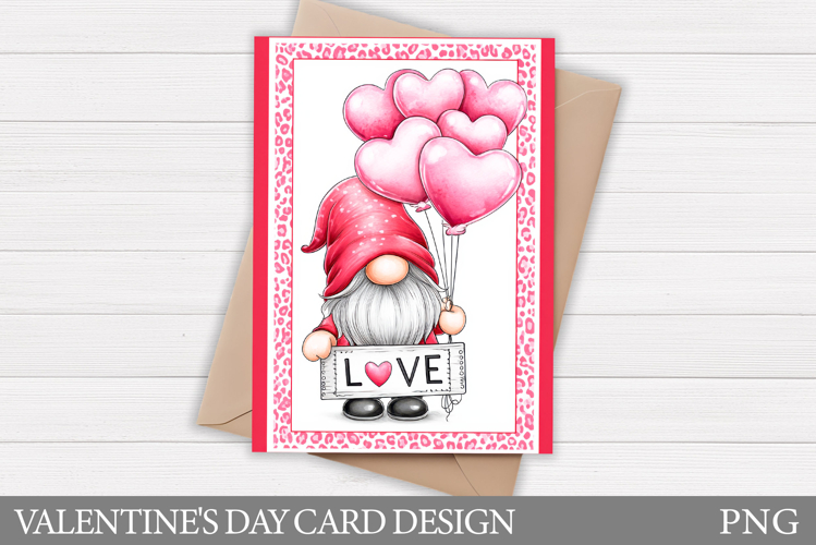 Valentines Gnome Card Printable. Valentines Card Design