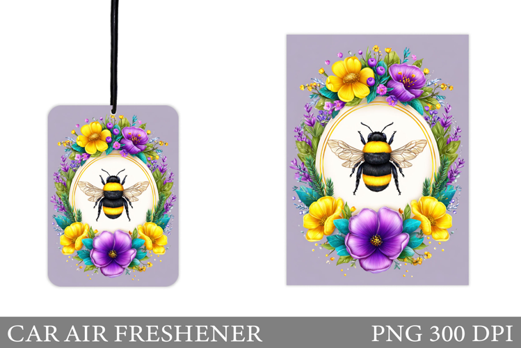 Bee Car Air Freshener Design. Bee Sublimation