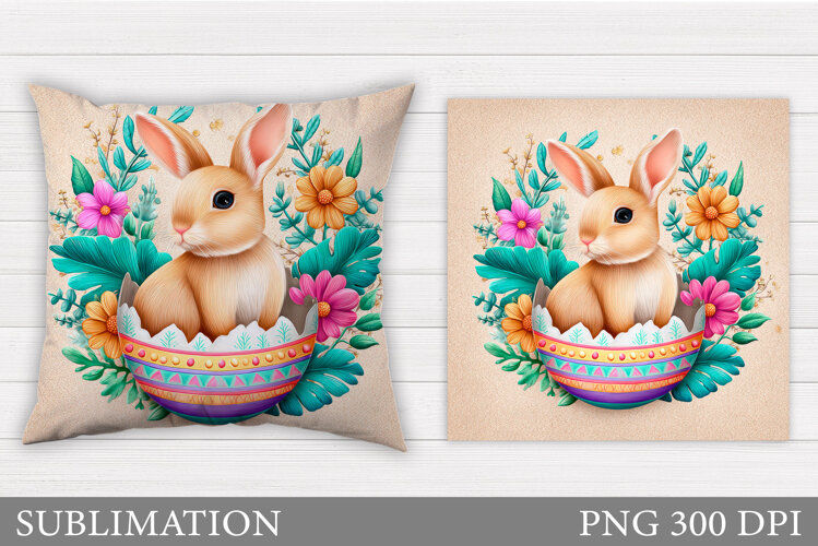 Easter Bunny Sublimation. Easter Bunny Pillow Design example image 1