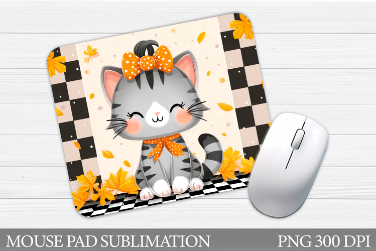 Fall Cat Mouse Pad Sublimation. Fall Mouse Pad Design