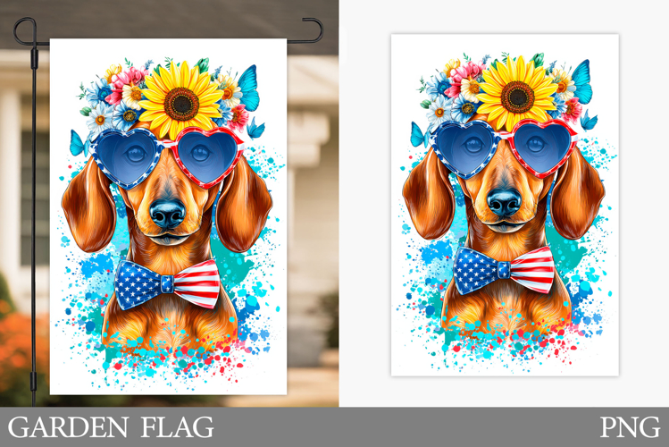 Patriotic Dog Garden Flag. Patriotic Garden Flag Design