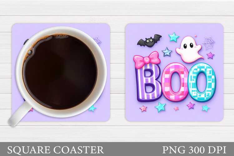 Boo Coaster Design. Halloween Sublimation example image 1