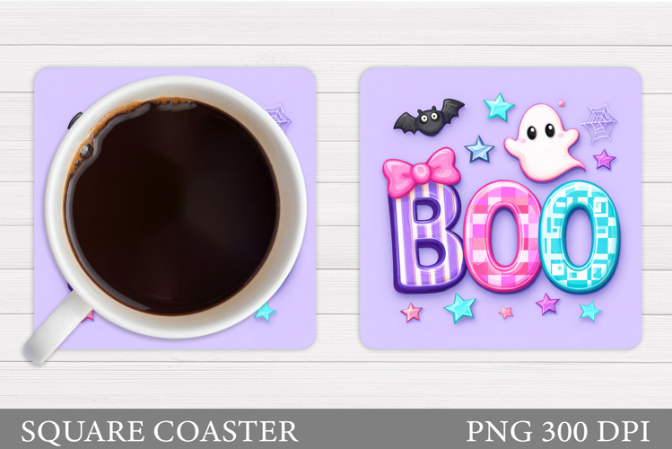 Boo Coaster Design. Halloween Sublimation