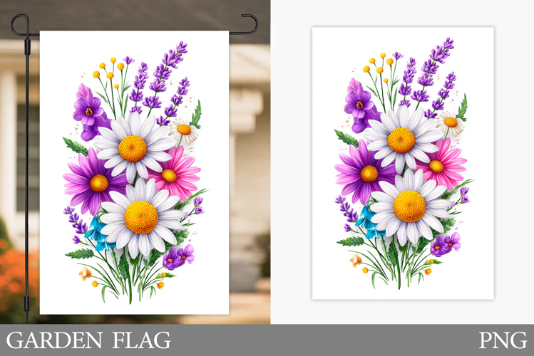 Wildflowers Garden Flag. Floral Garden Flag Sublimation