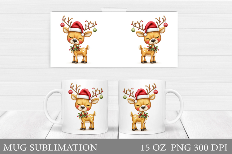 Christmas Deer Mug Design. Cute Deer Mug Sublimation