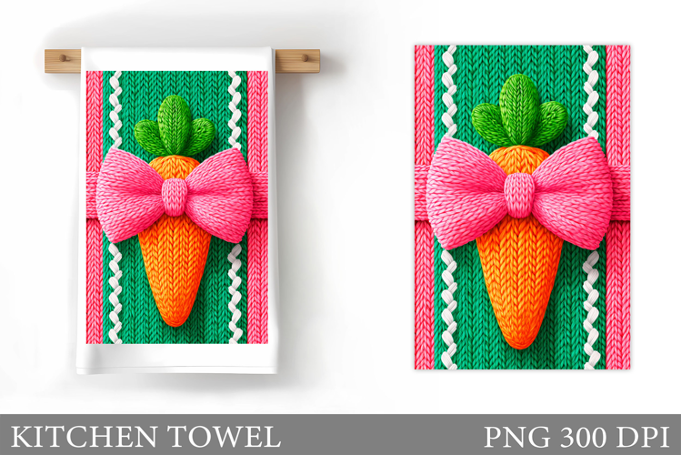 Carrot Kitchen Towel Design. Flowers Kitchen Towel