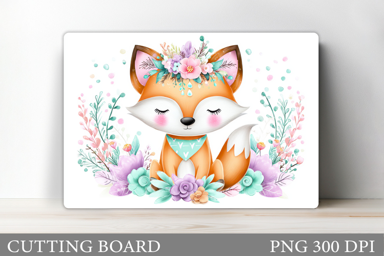 Fox Cutting Board Design. Cute Fox Sublimation