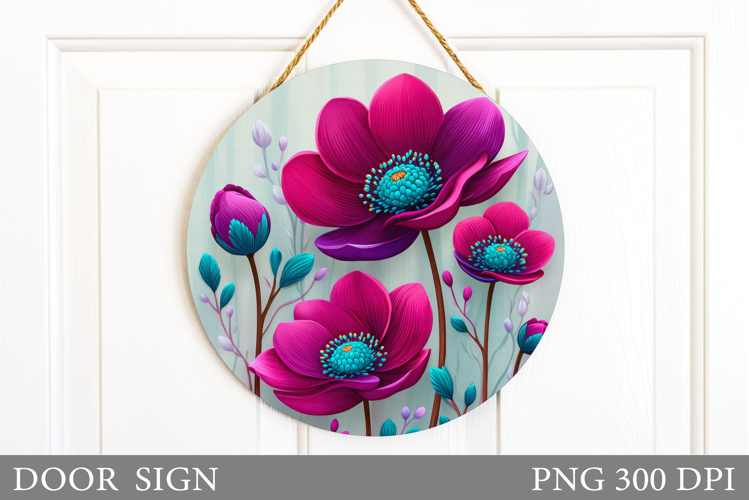 Flowers Door Sign Design. Floral Door Sign Sublimation