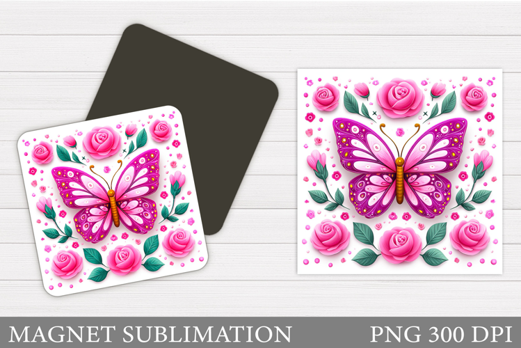 Butterfly Magnet Design. Flowers Magnet Sublimation