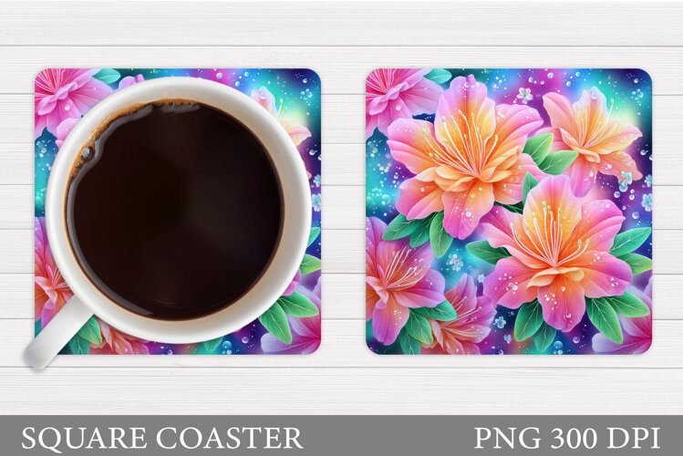 Floral Coaster Design. Flowers Coaster Sublimation example image 1