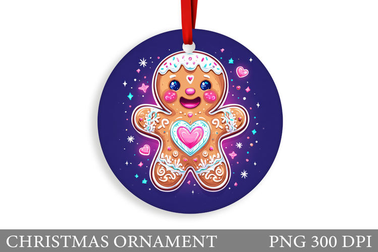 Gingerbread Christmas Ornament. Cute Raccoon Sublimation