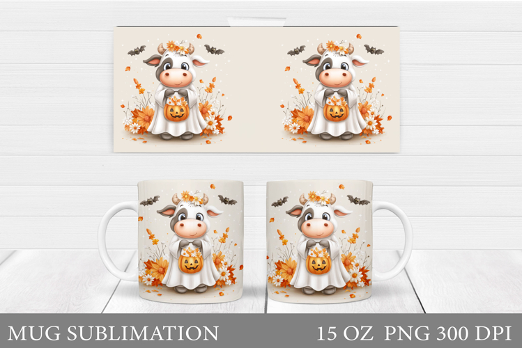 Halloween Cow Mug Design. Halloween Cow Sublimation