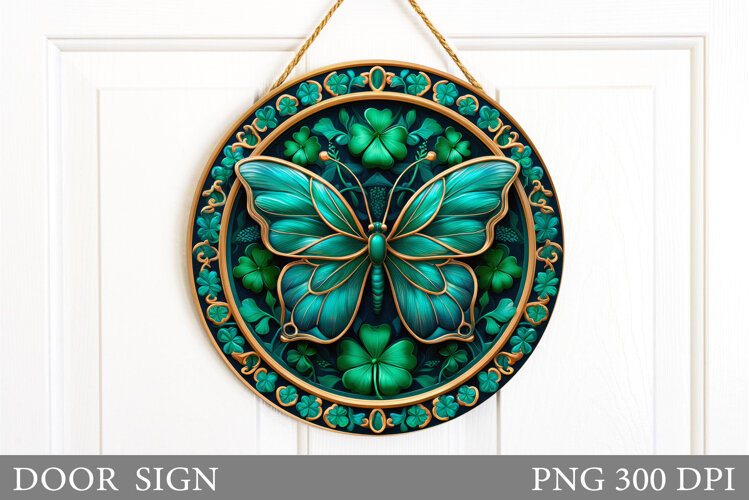 St Patrick Butterfly Door Sign. St Patrick Door Sign Design example image 1