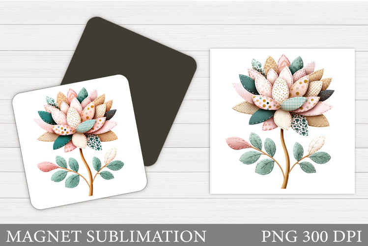 Patchwork Flower Magnet. Floral Magnet Sublimation