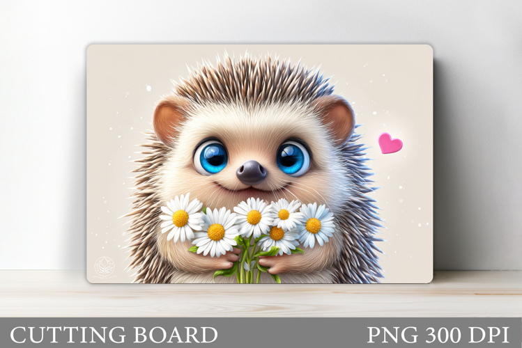 Hedgehog Cutting Board Design. Cute Hedgehog Sublimation