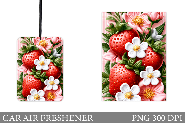 Strawberry Car Air Freshener Design. Strawberry Sublimation