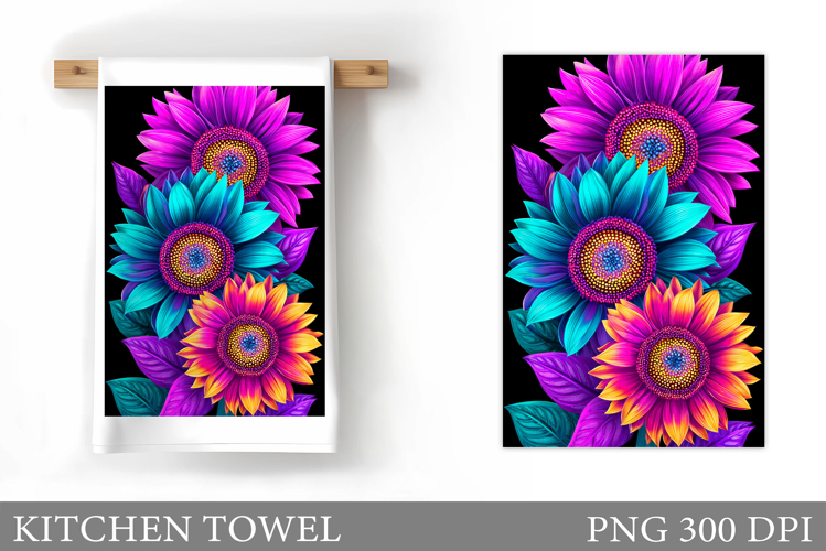 Flowers Kitchen Towel. Floral Kitchen Towel Sublimation