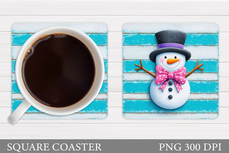 Snowman Coaster Design. Christmas Coaster Sublimation example image 1
