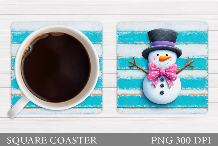 Snowman Coaster Design. Christmas Coaster Sublimation