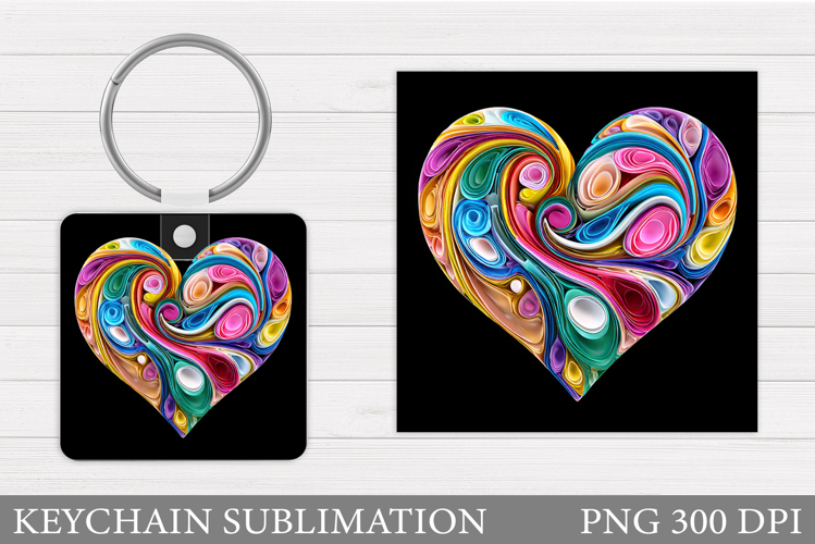 Heart Keychain Sublimation. Valentine Keychain Design