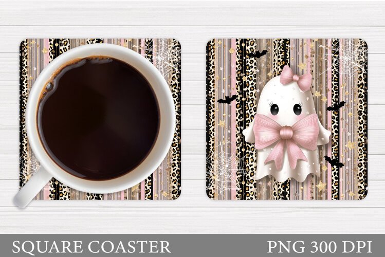 Ghost Coaster Design. Halloween Sublimation example image 1