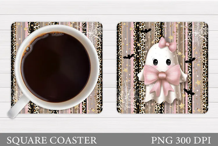 Ghost Coaster Design. Halloween Sublimation
